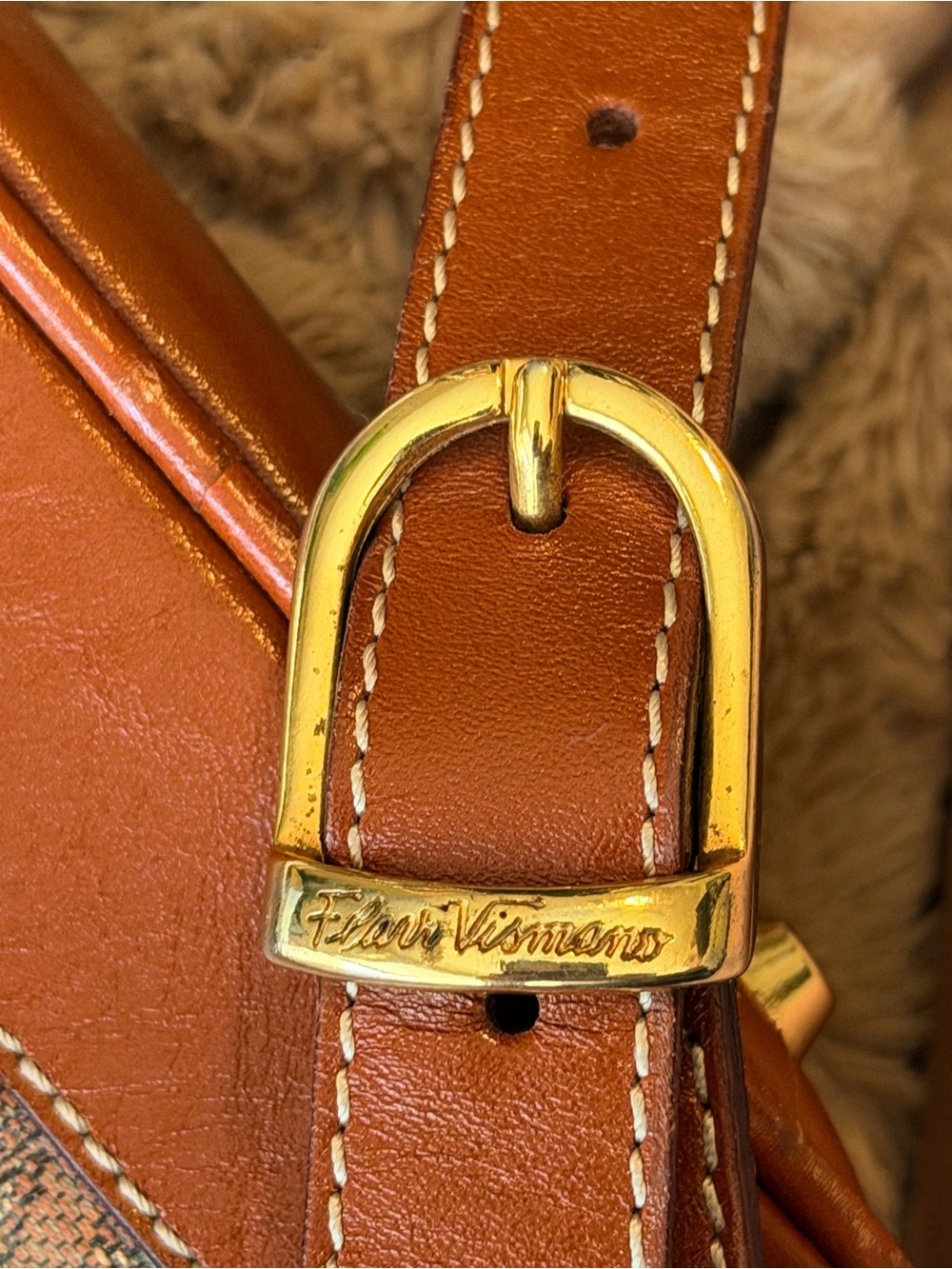 Flori Vismano Made In Italy Monogram Crossbody Bag Brown Leather Trim Y2K - Picture 10 of 10